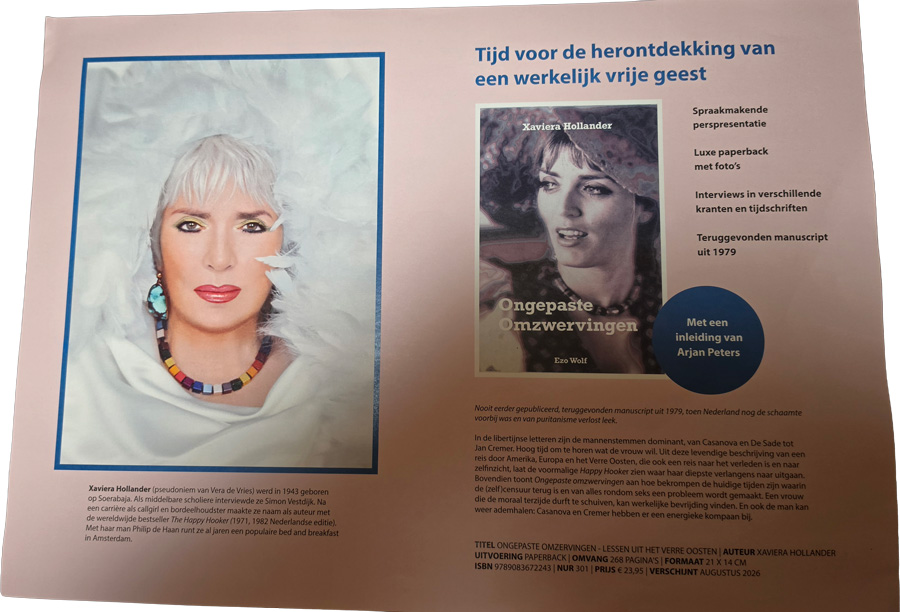 Gasten bijeen tijdens de boekpresentatie bij Xaviera Hollander thuis